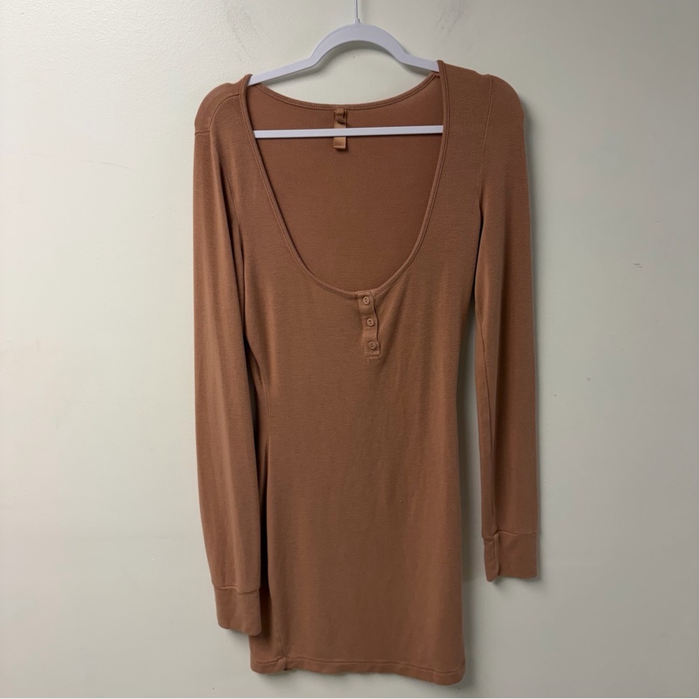 Skims PJ Sleep Henley Short Sedona Dress Size Large - Picture 2 of 5